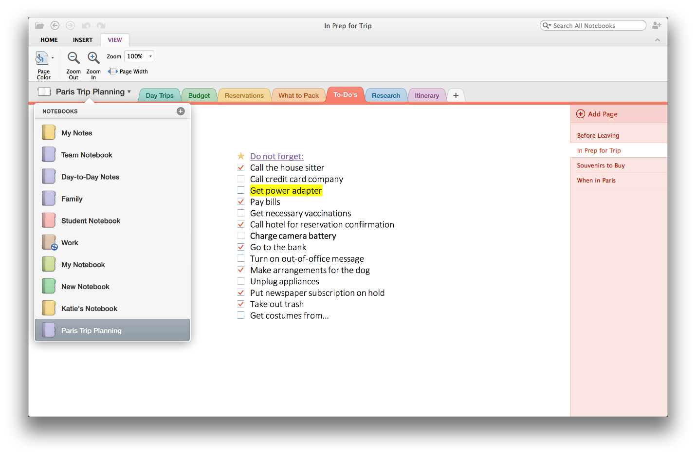 organize notebooks in onenote for mac